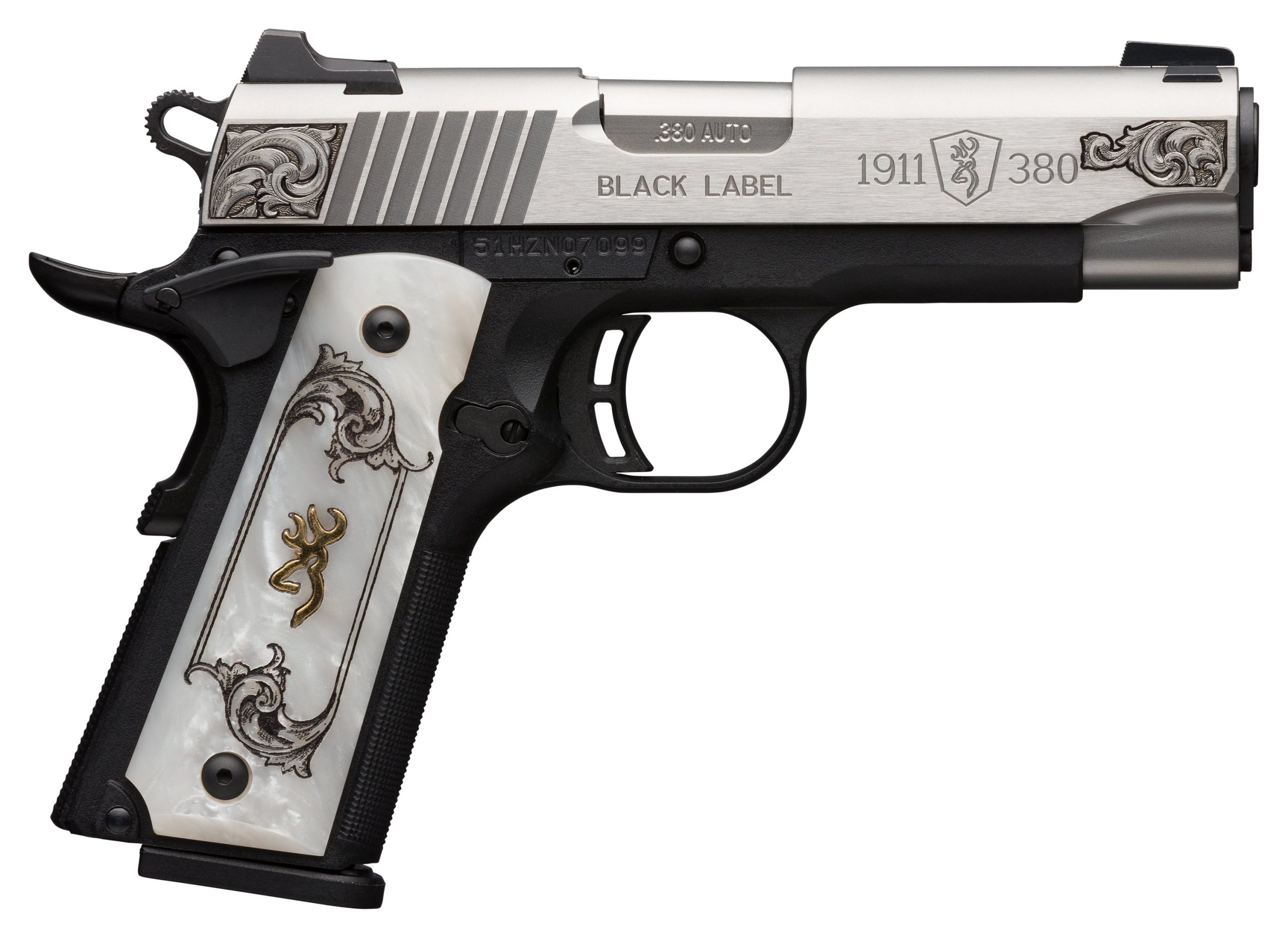 1911-380 BL 380ACP 3.6" ENGR - BLACK LABEL MEDALLION ENGRAVED
