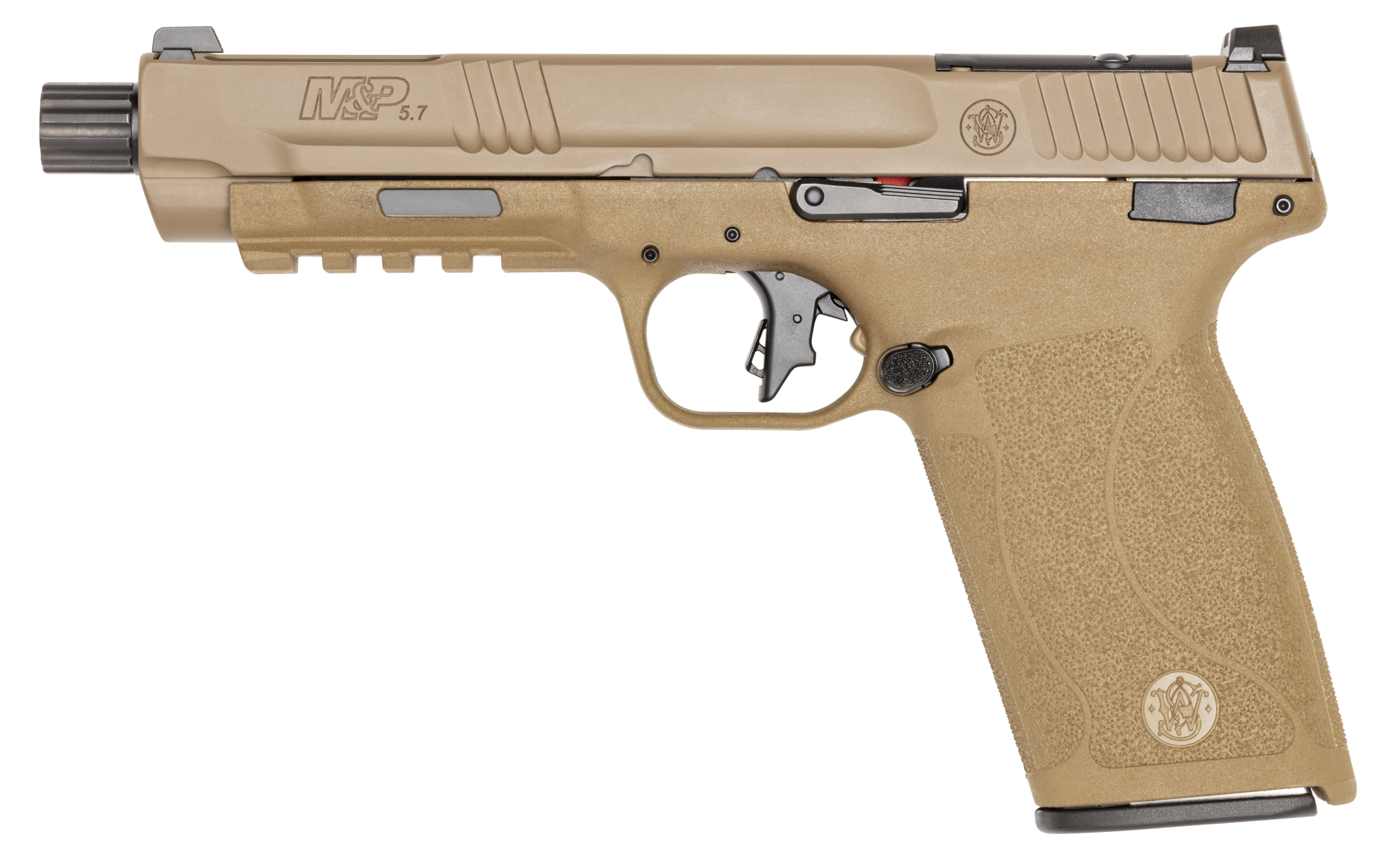 M&P5.7 OR 5.7X28 5" FDE TB - 14004 | 22+1 | 1/2X28 TPI