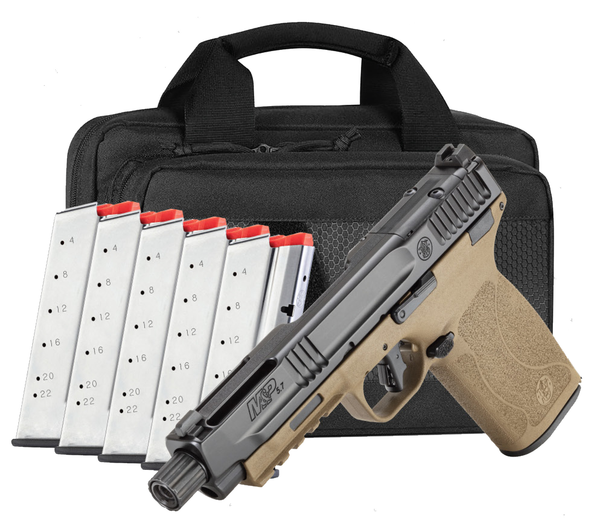 M&P5.7 OR 5.7X28 BK/FDE TB PKG - 14751 | 22+1 | 1/2X28 TPI