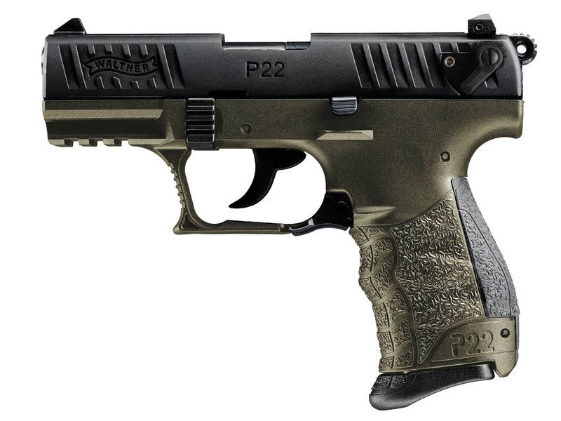 P22Q MILITARY 22LR 10+1 3.4" - BLACK SLIDE/OD FRAME