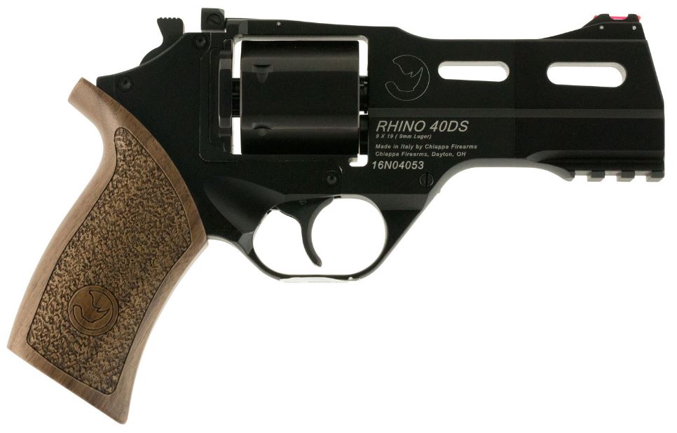 RHINO 40DS 9MM 4" BLK ADJ - 340.165 WALNUT GRIPS