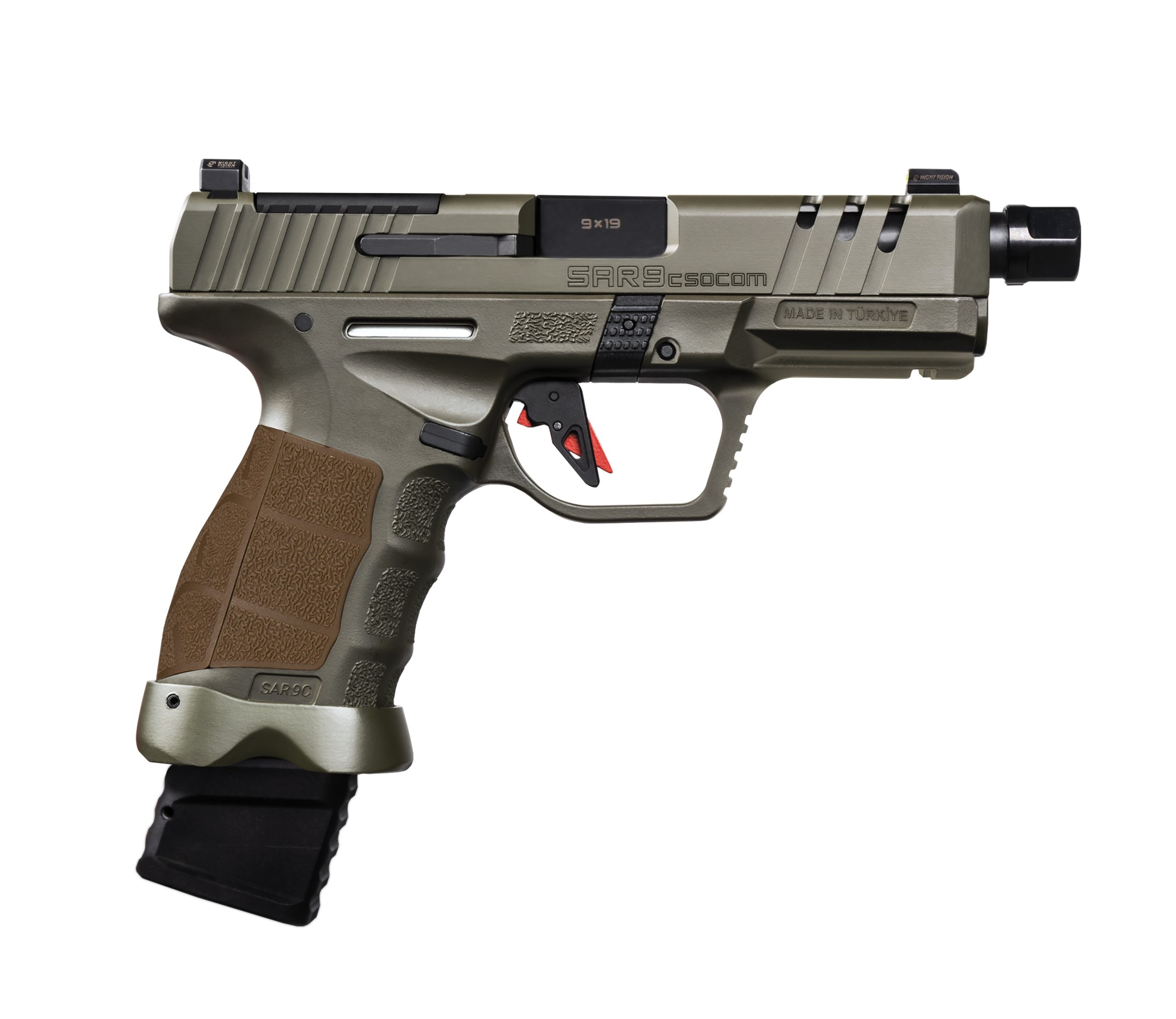 SAR9 SOCOM CPT 9MM ODG 4.5" TB - OD GREEN CERAKOTE
